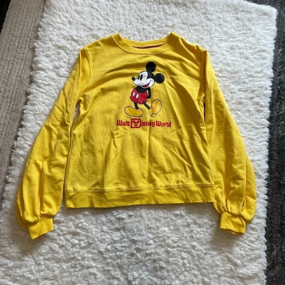 Walt Disney World Yellow Mickey Pullover Crewneck Sweatshirt Size Small - Picture 8 of 13